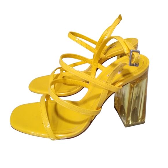 [H238] Zara Trafaluc Strappy Heels Women’s Yellow Spring Sandals - Picture 1 of 7
